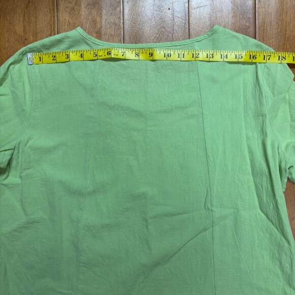 Womens Green Blouse Top Size Med Floral Lagenlook Artsy Lightweight Spring Boho - Picture 9 of 9
